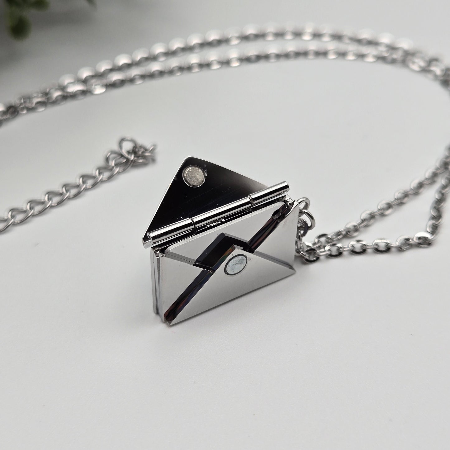 Message in a Locket - Stainless Steel Silver Envelope and Message Necklace