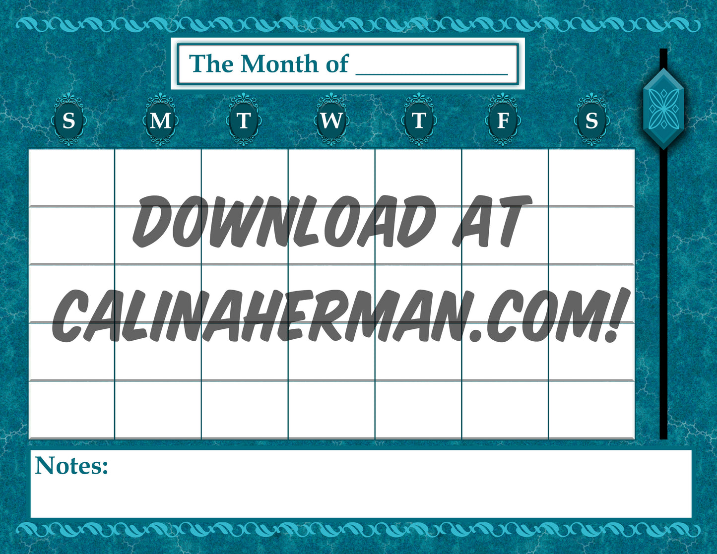 Planner Print Out - Teal Marble