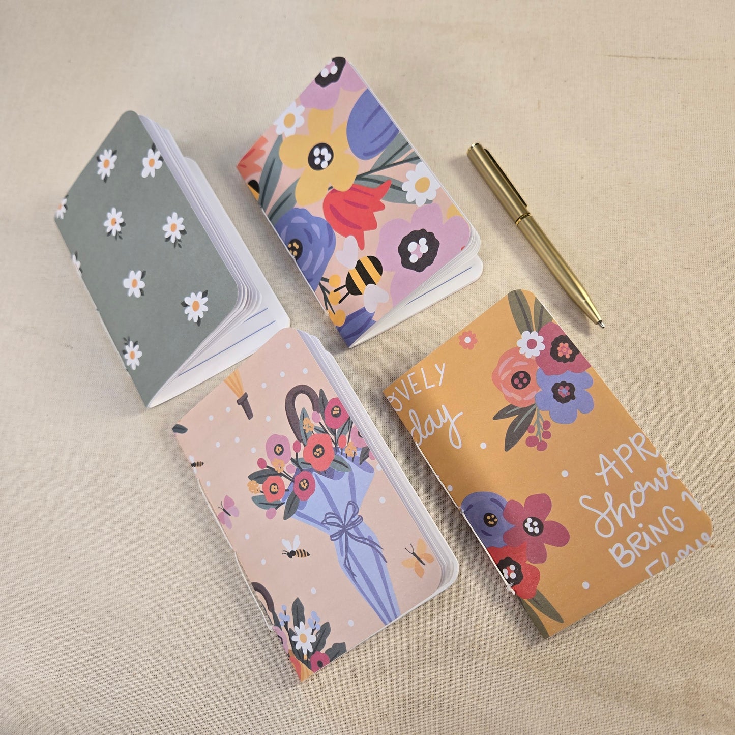 Pocket Notebooks - Mini 4 Pack with Pen