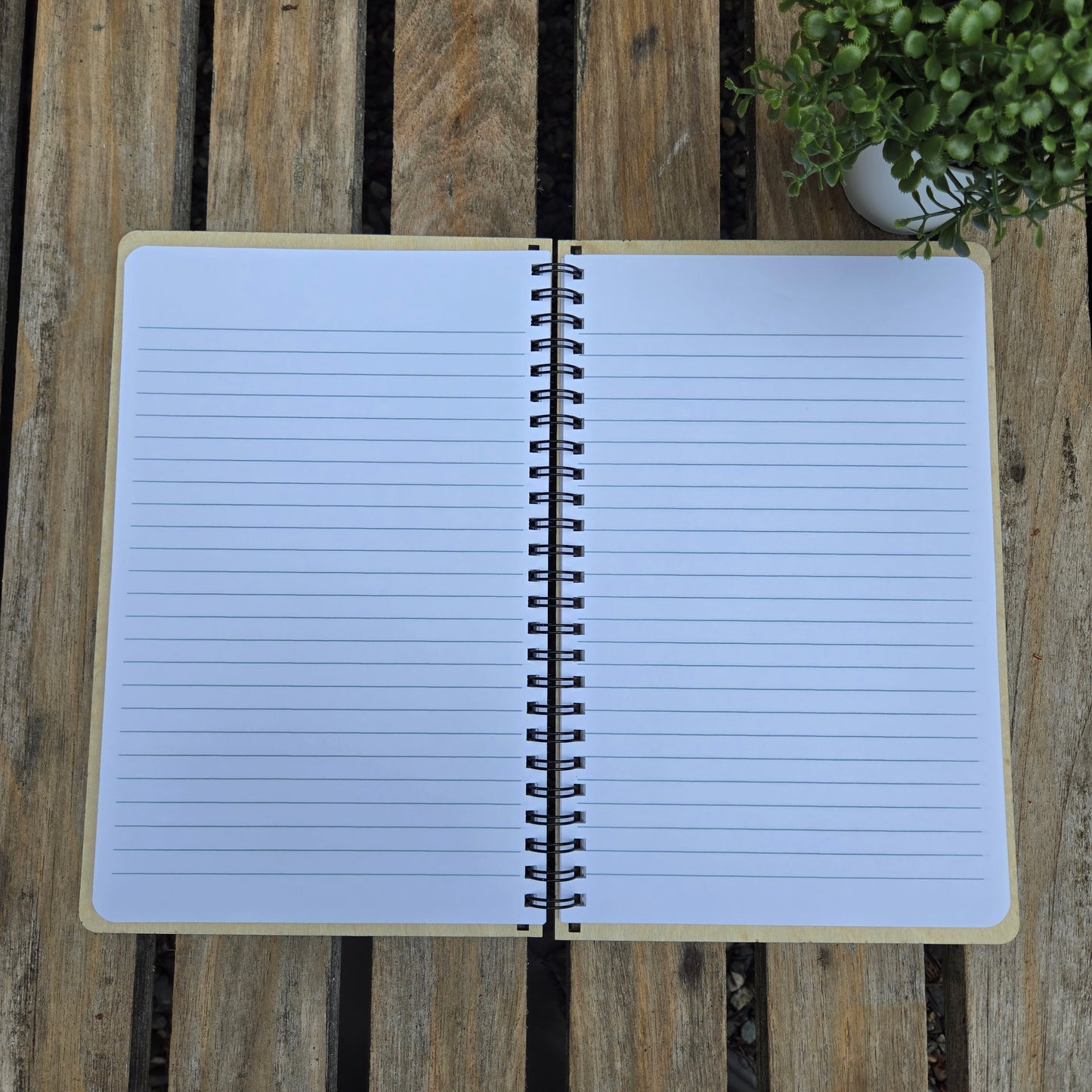 Window View of Thankfulness - Spiral Notebook with Wood Cover