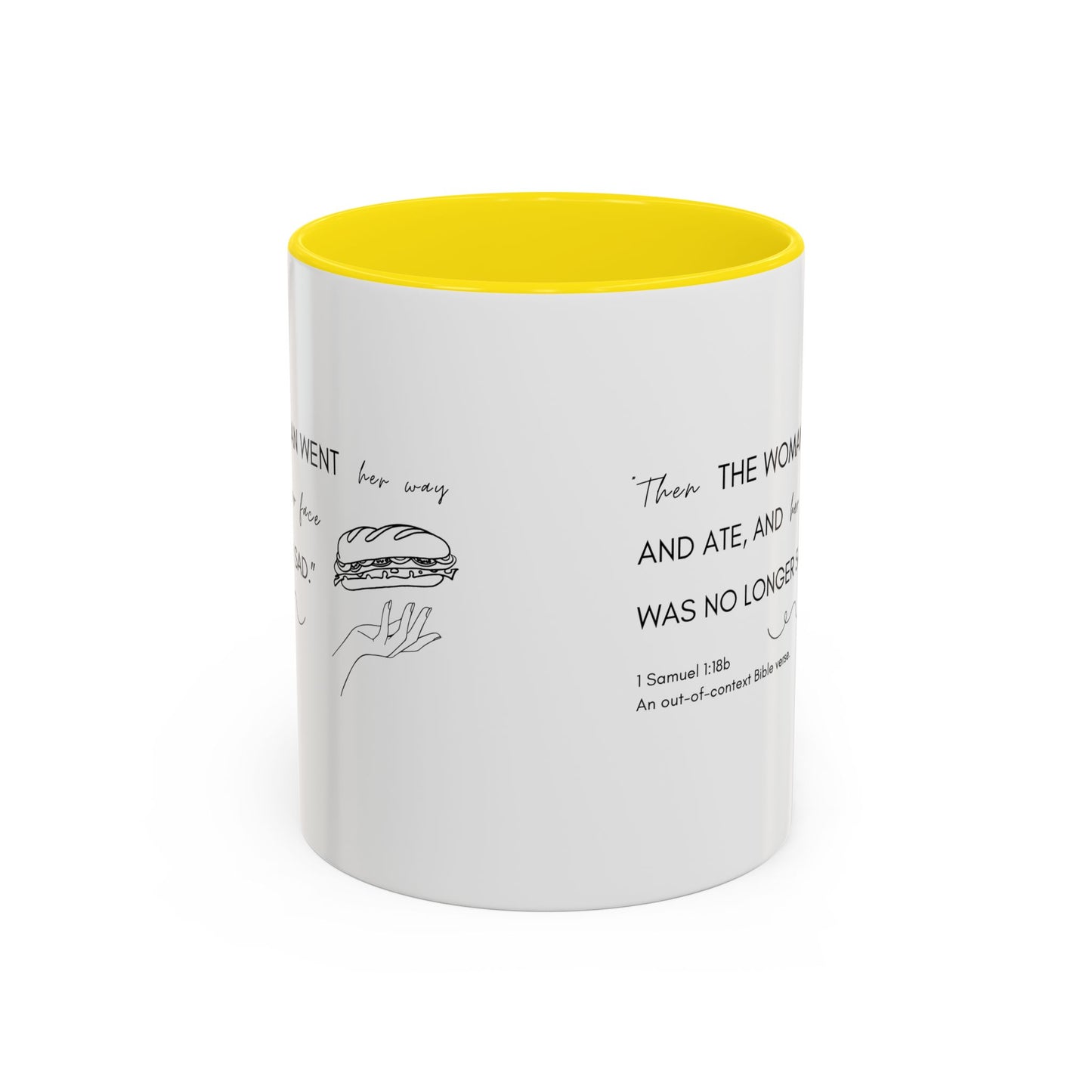 Funny Bible Verse "the woman went and ate," Accent Coffee Mug (11oz)