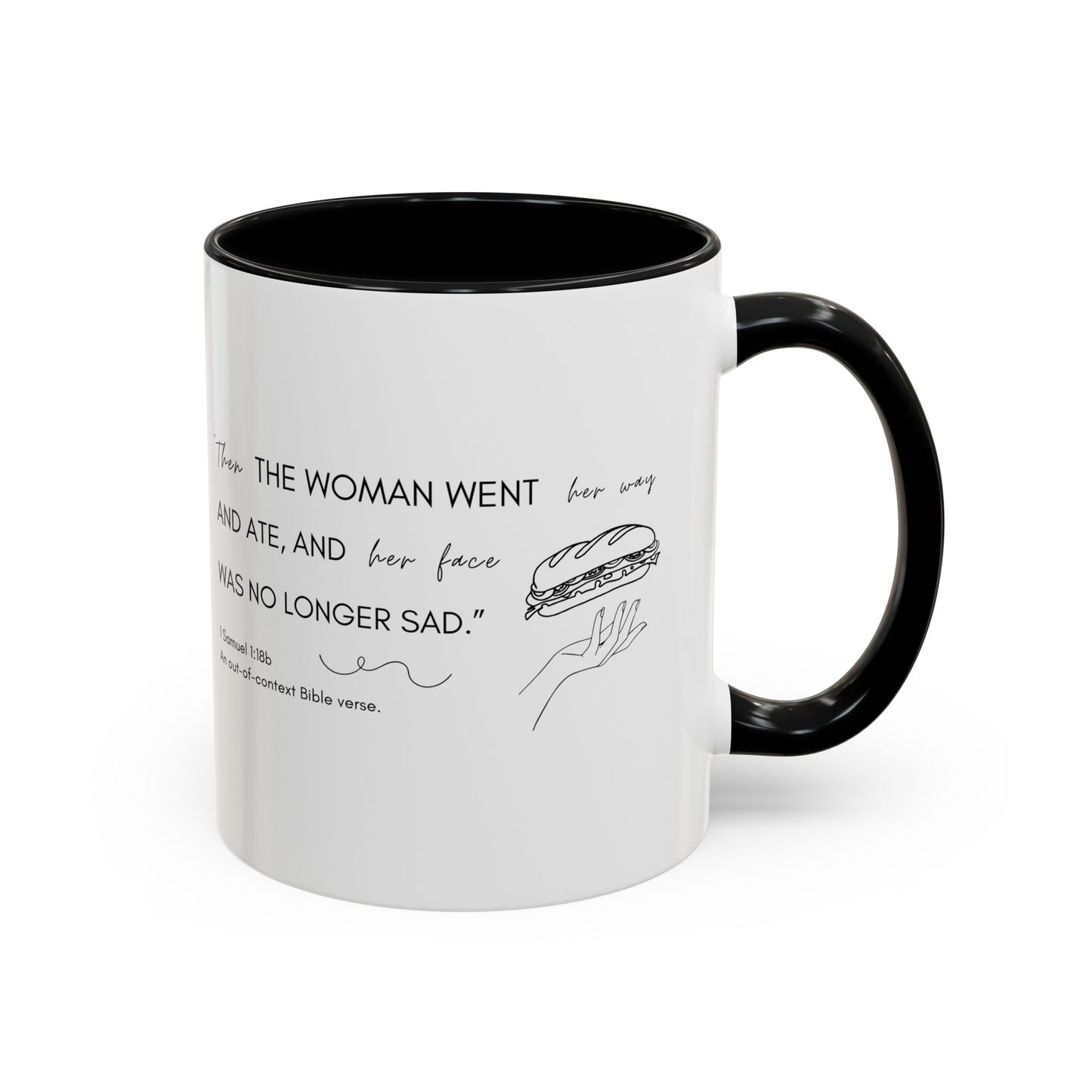 Funny Bible Verse "the woman went and ate," Accent Coffee Mug (11oz)