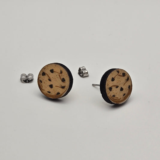 Chocolate Chip Cookie Stud Earrings (wood)