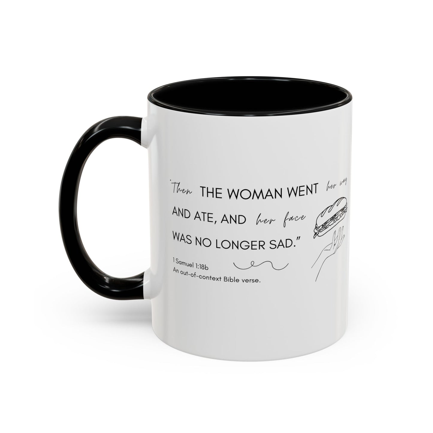 Funny Bible Verse "the woman went and ate," Accent Coffee Mug (11oz)