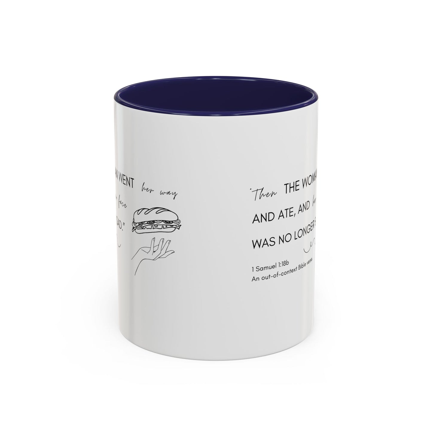 Funny Bible Verse "the woman went and ate," Accent Coffee Mug (11oz)