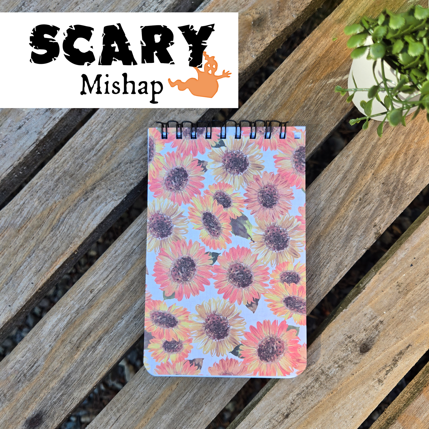 Scary Mishap: Spiral Notepad - Sunflowers