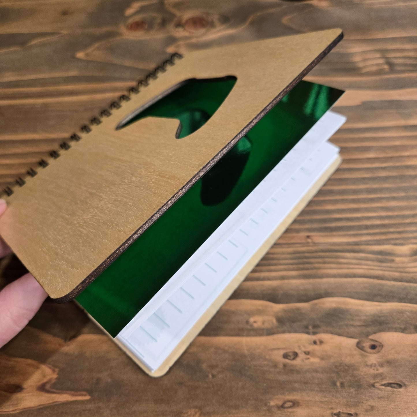 Game Controller (Green) - Spiral Notebook with Wood Cover