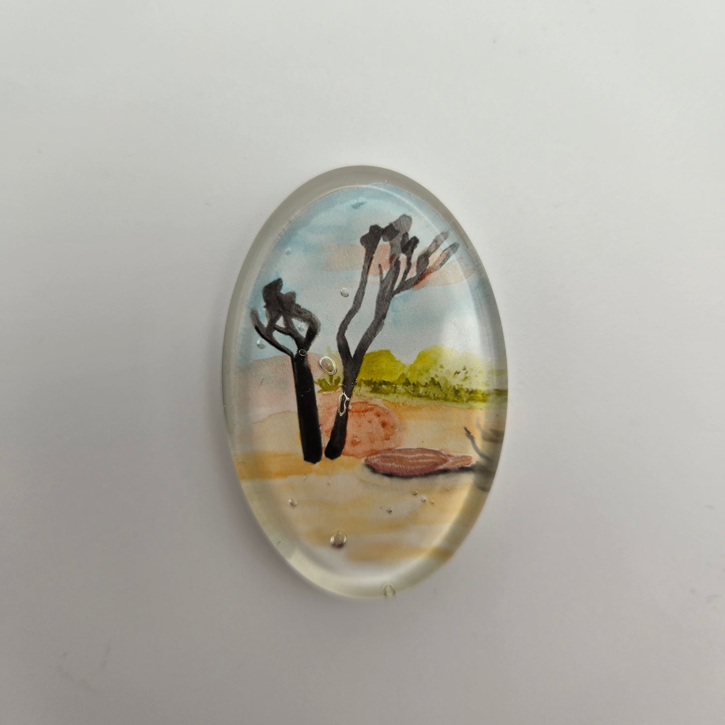 Joshua Tree Watercolor Oval Resin Magnet