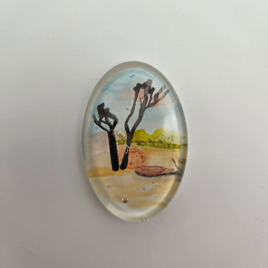 Joshua Tree Watercolor Oval Resin Magnet
