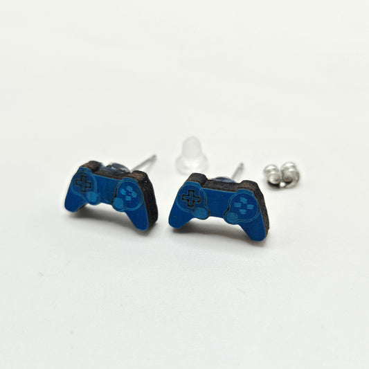 PlayStation Inspired Controller Stud Earrings (wood)