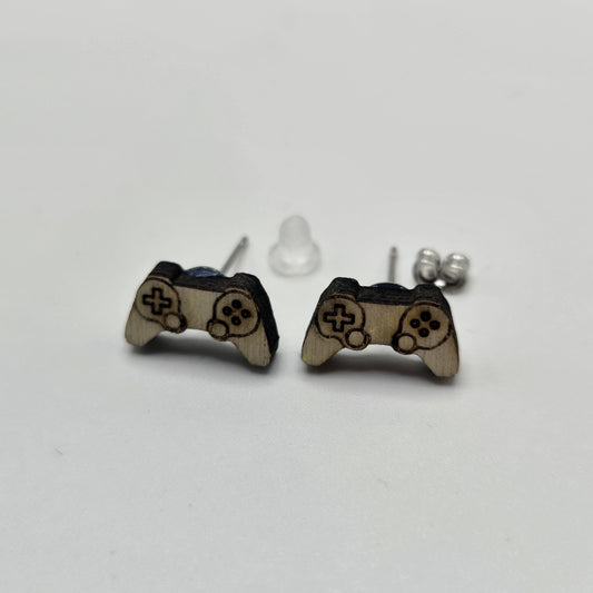 PlayStation Inspired Controller Stud Earrings (painted wood)